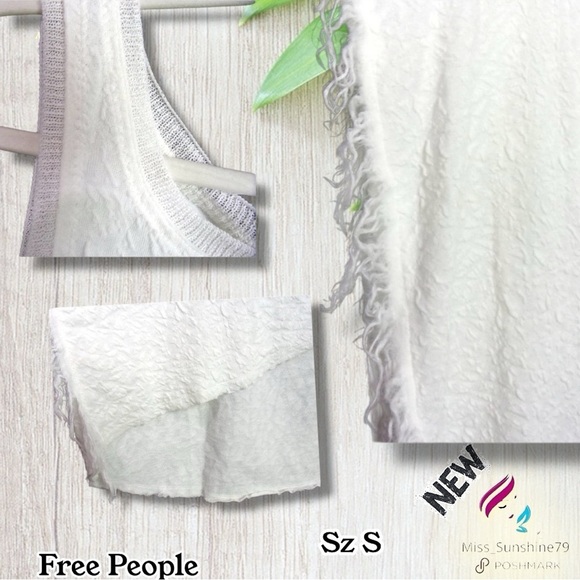 Free People NEW - Sz S - Treat Me Tender - Tank Top Ivory - Flowy - unique - Picture 9 of 9